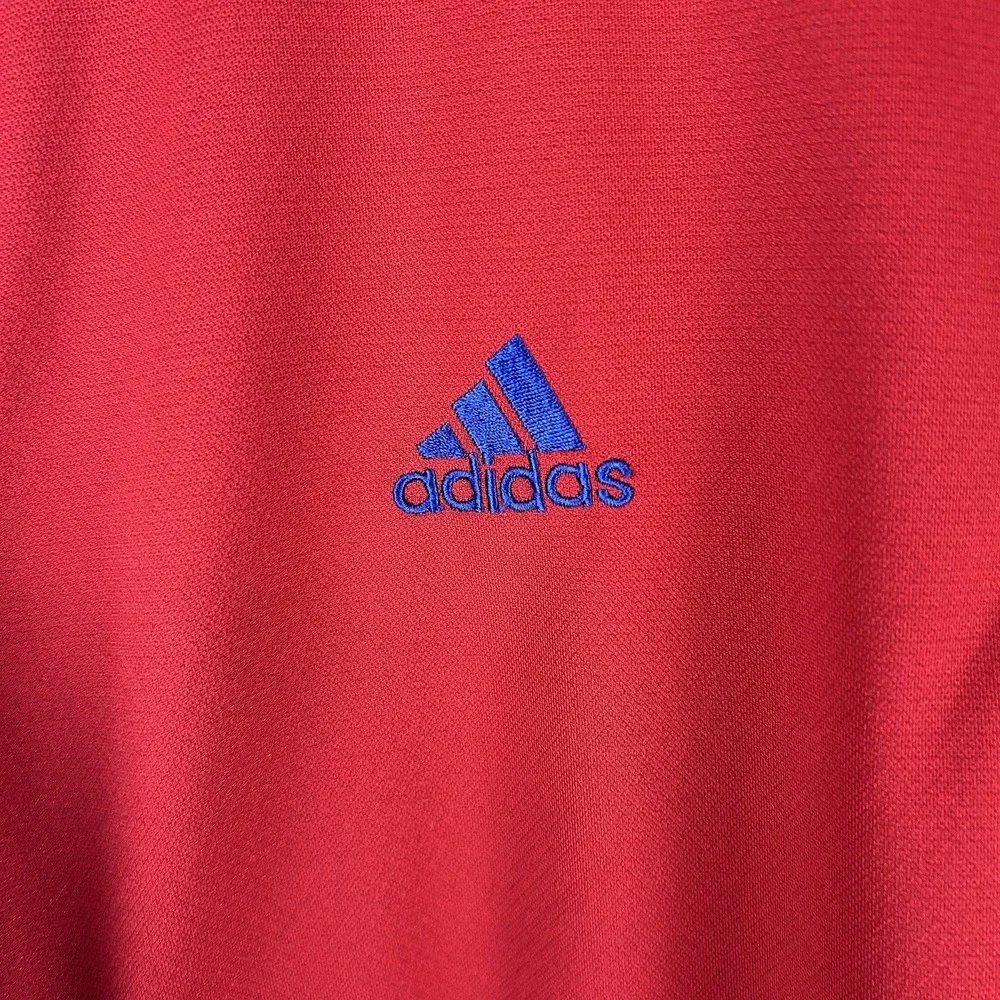 Kansas Jayhawks KU Adidas Climalite Short Sleeve Polo Shirt Men's Size Large Red
